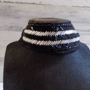 Steve Madden Women Black Beaded Bandana Chocker